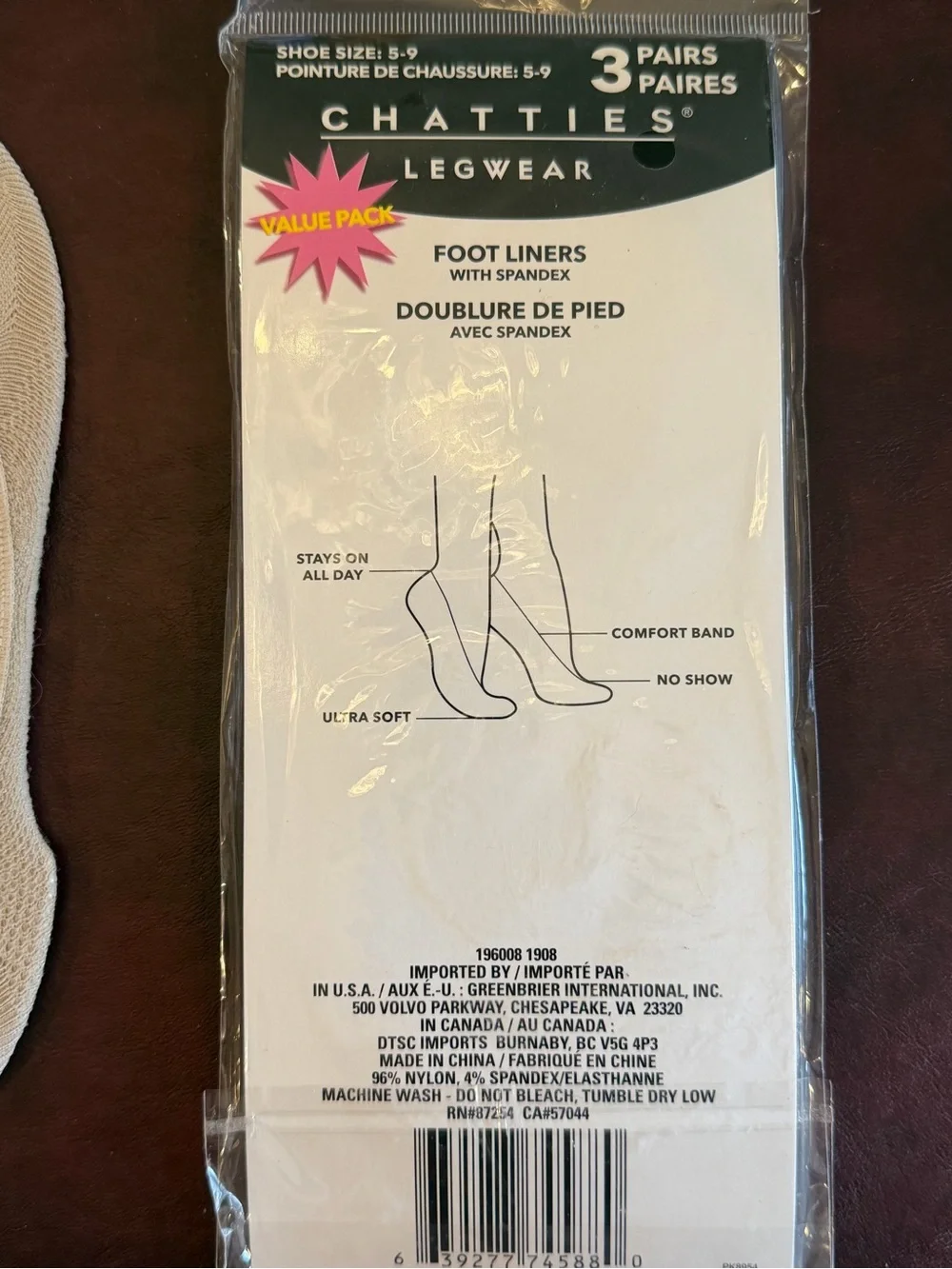 Chatties Beige No-Show Foot Liners - 4 pair